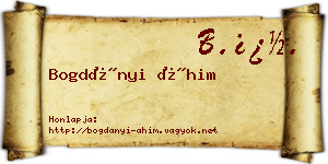Bogdányi Áhim névjegykártya